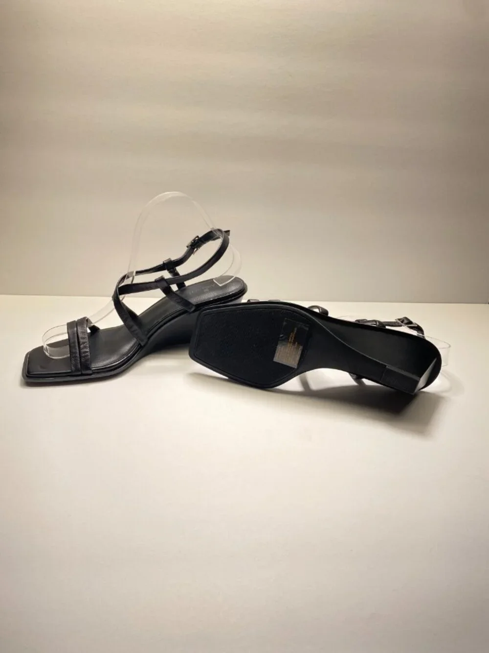 Caslon Womens Black Paola Strap Wedge Sandals Sz 7